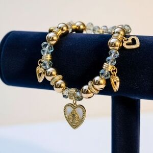 Gold and Silver Heart Charm Bracelet